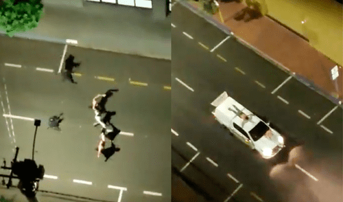 Peatones y conductores fueron interceptados en medio de la persecución. Foto: composición/Twitter