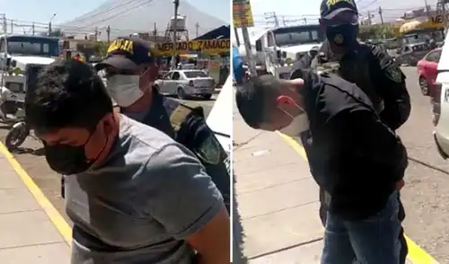 Sujetos fueron llevados a la comisaría de Zamácola. Foto: PNP