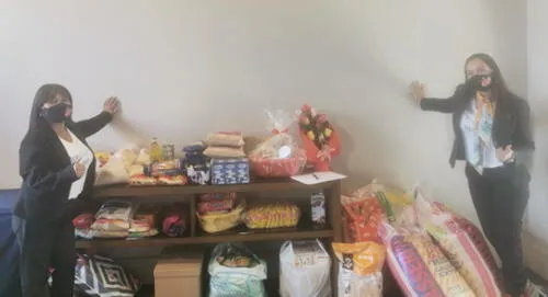 Desde la mañana se empezó a recibir donaciones de víveres para los niños. Foto: difusión
