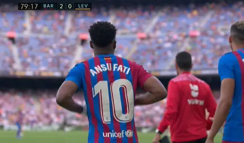 Ansu Fati regresó a un campo de juego tras diez meses. Foto: captura/ESPN+ Ansu Fati regresó a un campo de juego tras diez meses. Foto: captura/ESPN+