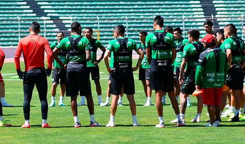Selección boliviana entrena para el partido ante Perú en el Hernando Siles de La Paz. Foto: laverde_fbf