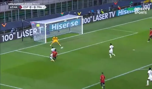 Mikel Oyarzabal anotó el 1-0 para España. Foto: Captura DirecTV Sports