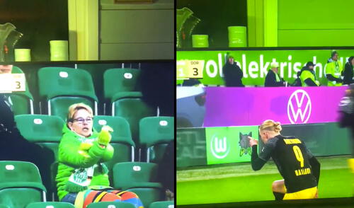 Erling Haaland volvió a jugar después de un mes y medio. Foto: captura Twitter