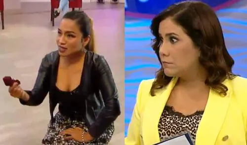 Andrea Llosa se convierte en testigo de una propuesta de matrimonio en el set de su programa de televisión. Foto: captura de ATV Andrea Llosa se convierte en testigo de una propuesta de matrimonio en el set de su programa de televisión. Foto: captura de ATV