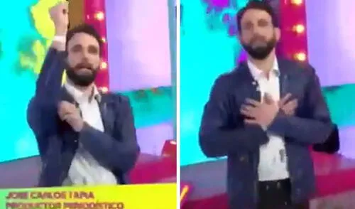 Gigi Mitre tuvo que conducir sola Amor y Fuego estos dos últimos días tras la ausencia de Rodrigo González. Foto: captura Willax TV