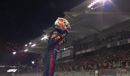 La celebración de Max Verstappen. Foto: captura ESPN. La celebración de Max Verstappen. Foto: captura ESPN.