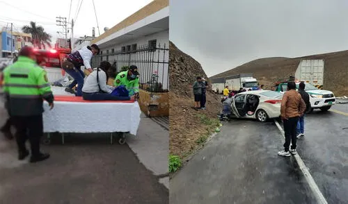 Las personas que resultaron heridas iban en el vehículo menor. Foto: PNP
