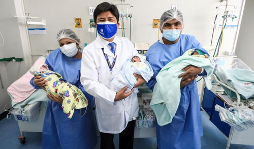 Madre superó un parto prematuro para dar a luz a trillizos. Foto: Andina.