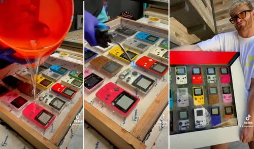 Así quedó el cuadro de Logan Paul compuesto por 15 Game Boy. Foto: captura de YouTube