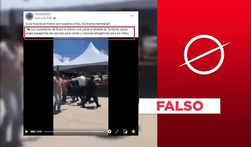 No, video no expone agresión a un alcalde de Brasil por aplicar vacunación obligatoria. Foto: composición Verificador LR.