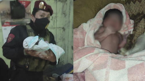 Los policías actuaron rápidamente. Brindaron primeros auxilios, cortaron el cordón umbilical y limpiaron a la recién nacida. Foto: composición LR/PNP