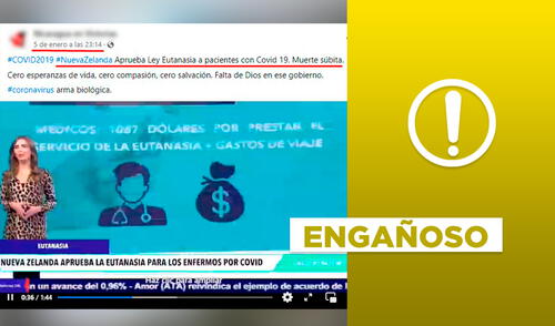 Es engañoso que Nueva Zelanda haya aprobado una ley de eutanasia para pacientes con COVID-19. FOTO: Composición Verificador LR.