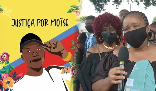 Madre de Moïse Kabagambe declarando tras la muerte de su hijo. Foto: composición LR/Globo