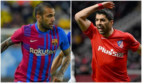 Dani Alves y Luis Suárez pugnarán por ser protagonistas del Barcelona vs. Atlético de Madrid. Foto: composición LR/AFP