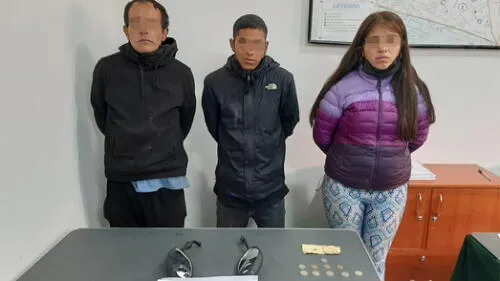 Los sujetos fueron identificados como Mishel García (27), Fernando Cotrina (43) y Everson Farfán (20). Foto: PNP