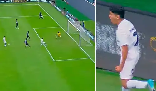 Paredes pescó un centro y sorprendió al arquero de Independiente del Valle. Foto: captura Conmebol Libertadores Paredes pescó un centro y sorprendió al arquero de Independiente del Valle. Foto: captura Conmebol Libertadores