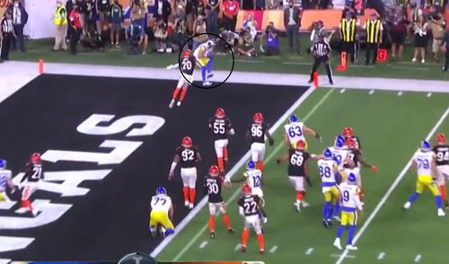 Cooper Kupp convirtió el tercer touchdown de Los Angeles Rams contra Cincinnati Bengals. Foto: captura de NBC Sports