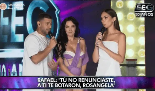 Rafael Cardozo cuestionó a Rosángela Espinoza en su ingreso a EEG. Foto: captura de América TV Rafael Cardozo cuestionó a Rosángela Espinoza en su ingreso a EEG. Foto: captura de América TV