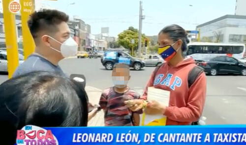Leonard León ayudó a mujer venezolana. Foto: captura de América TV Leonard León ayudó a mujer venezolana. Foto: captura de América TV