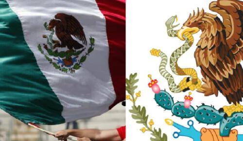 Hay un error en una de las ramas base del escudo de México. Foto: composición/EFE Hay un error en una de las ramas base del escudo de México. Foto: composición/EFE