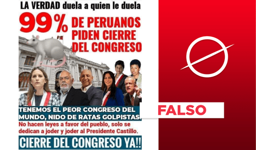Es falso que el "99% de peruanos" piden el cierre del Congreso, como indica viral. Foto: composición