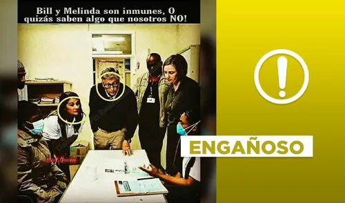 Es engañoso el post sobre foto de Bill y Melinda Gates sin mascarilla. Foto: Verificador Es engañoso el post sobre foto de Bill y Melinda Gates sin mascarilla. Foto: Verificador
