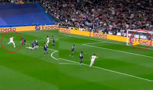 Karim Benzema estuvo a punto de marcar un tremendo golazo. Foto: Composición de Captura ESPN. Karim Benzema estuvo a punto de marcar un tremendo golazo. Foto: Composición de Captura ESPN.