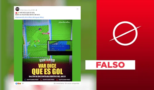 VAR no favoreció a Perú en la fecha 17 de las eliminatorias Qatar 2022. Fuente: Captura LR, Facebook