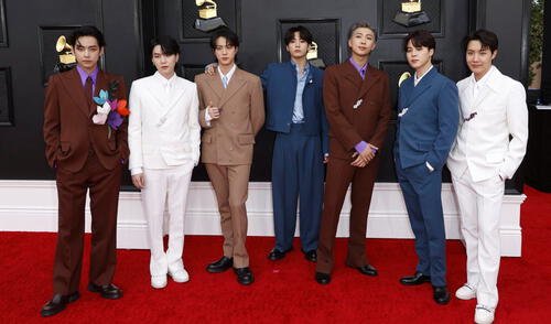 BTS en los Premios Grammy 2022. FOTO: EFE