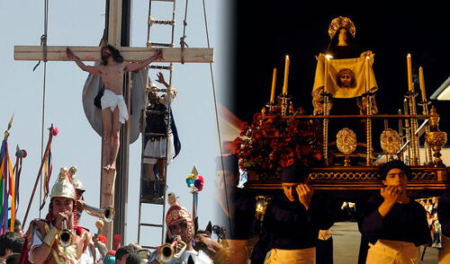 El viacrucis de Iztapalapa y las procesiones de Popayán son dos de las costumbres de Semana Santa más impactantes. Foto: composición / AFP El viacrucis de Iztapalapa y las procesiones de Popayán son dos de las costumbres de Semana Santa más impactantes. Foto: composición / AFP