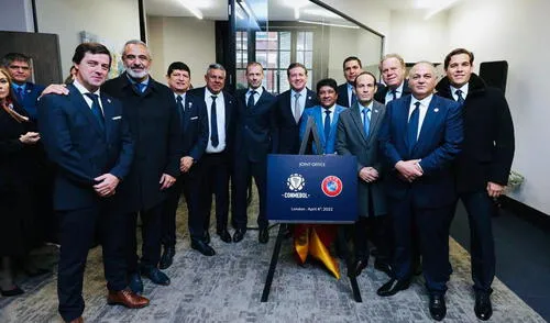 La Federación Peruana de Fútbol estuvo presente en la inauguración de la Oficina de Representación Conjunta de UEFA y Conmebol. Foto: Conmebol La Federación Peruana de Fútbol estuvo presente en la inauguración de la Oficina de Representación Conjunta de UEFA y Conmebol. Foto: Conmebol