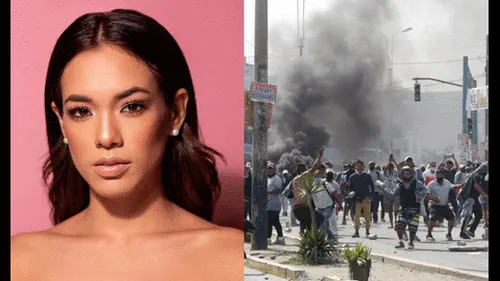 Jazmín Pinedo indignada por el vandalismo que hubo durante el paro de transportistas. Foto: composición/Jazmín Pinedo/Instagram/Carlos Félix/La República