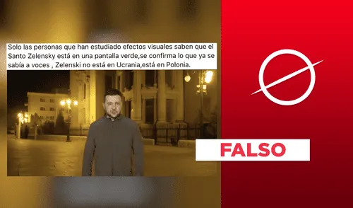Es falso que Volodimir Zelenski esté fuera de Ucrania. Fuente: Captura LR, Facebook.