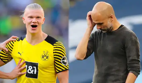 Pep Guardiola evitó confirmar los rumores sobre la llegada de Erling Haaland a Manchester City. Foto: EFE