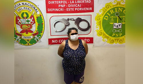 Mujer fue detenida tras un trabajo de seguimiento. Foto: PNP Mujer fue detenida tras un trabajo de seguimiento. Foto: PNP