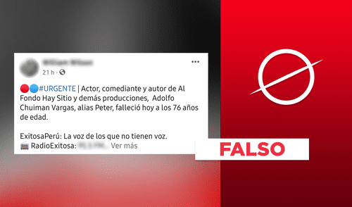 Es falso que haya fallecido el actor Adolfo Chuiman. Foto: composición Verificador.