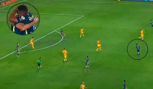 Pedro Aquino jugó poco más de veinte minutos en el duelo entre América y Tigres UANL. Foto: captura de TUDN