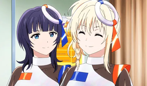 Karen y Ai después de su presentación en el episodio 4 de “Love live! Nijigasaki high school idol club 2”. Foto: Sunrise