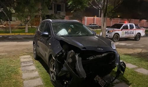 El automóvil, en el que se trasladaba el cantante junto a tres compañeros, fue impactado violentamente por una camioneta. Foto: RSD Chimbote