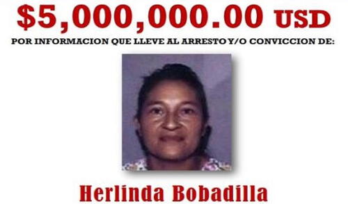 Herlinda Bobadilla es una de las más buscadas por la DEA. Foto: @StateINL/Twitter