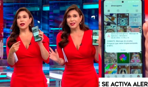 Alerta del MTC para emergencias interrumpió enlace de Verónica Linares con reportera. Foto: captura de América TV Alerta del MTC para emergencias interrumpió enlace de Verónica Linares con reportera. Foto: captura de América TV