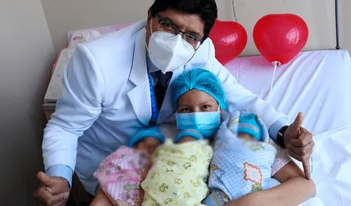 Los bebés nacieron por medio de una delicada cesárea. Foto: Hospital Rebagliati