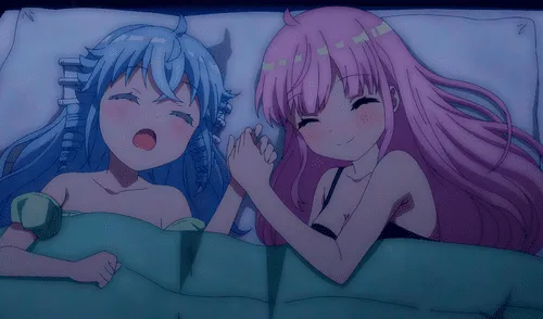 Kotone y Fa durmiendo juntas en el capítulo 6 de "RPG Fudousan". Foto: Doga Kobo