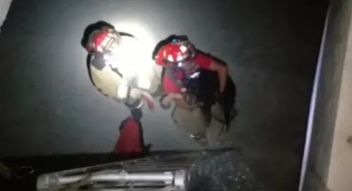 Bomberos lograron rescatar ileso a un cachorro en Surco. Foto: difusión Bomberos lograron rescatar ileso a un cachorro en Surco. Foto: difusión