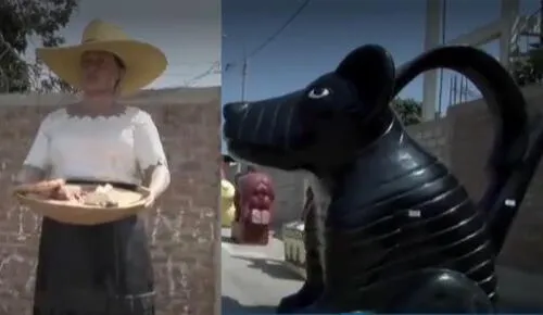 Las nuevas esculturas son representaciones de una mujer moche y un perro sin pelo. Crédito: captura de video/ Canal N