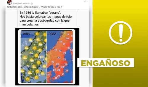 La imagen compartida en Facebook no muestra un mapa de 1986, tampoco uno del 2022. Fuente: composición/Facebook