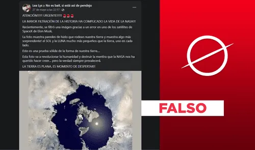 No, foto no demuestra que la Tierra es plana ni ha sido “filtrada desde los satélites” de SpaceX. Foto: composición LR