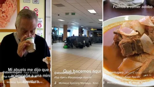 Abuelo y nieta viajan de Lima a Arequipa por el placer de comer adobo. Foto: composición La República/TikTok
