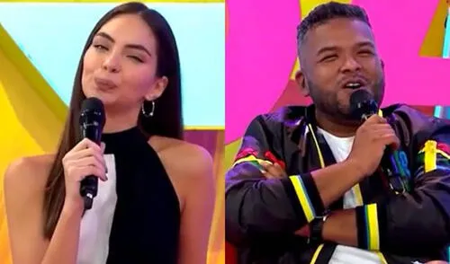 Natalie Vértiz y 'Choca' Mandros bromean tras estreno de "Al fondo hay sitio". Foto: composición/ captura de América TV