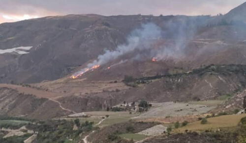 El siniestro se reportó este sábado a las 5.30 p. m., en la provincia de Huaylas (Áncash). Foto: Huaraz Noticias El siniestro se reportó este sábado a las 5.30 p. m., en la provincia de Huaylas (Áncash). Foto: Huaraz Noticias